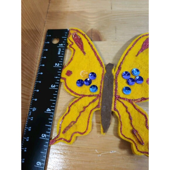 Vintage Lot Of 4 Butterfly Sequin Jewel Glitter Felt Appliqué Patches 5-6" - Picture 3 of 10